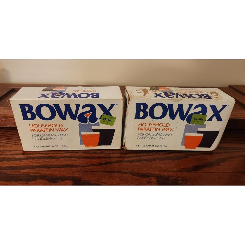 NOS (2)‎ Vintage BOWAX 16 OZ.Household Paraffin Wax Canning Candle Making-USA